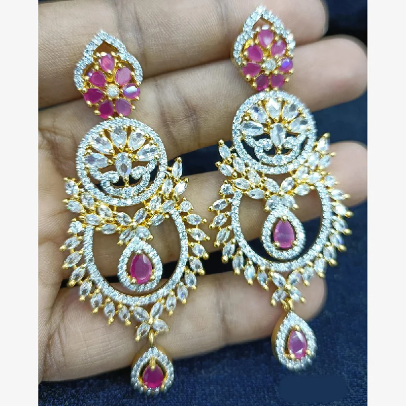 women’s birthstone earrings-Jain Jewellers Gold Plated Ad Stone Dangler Earrings