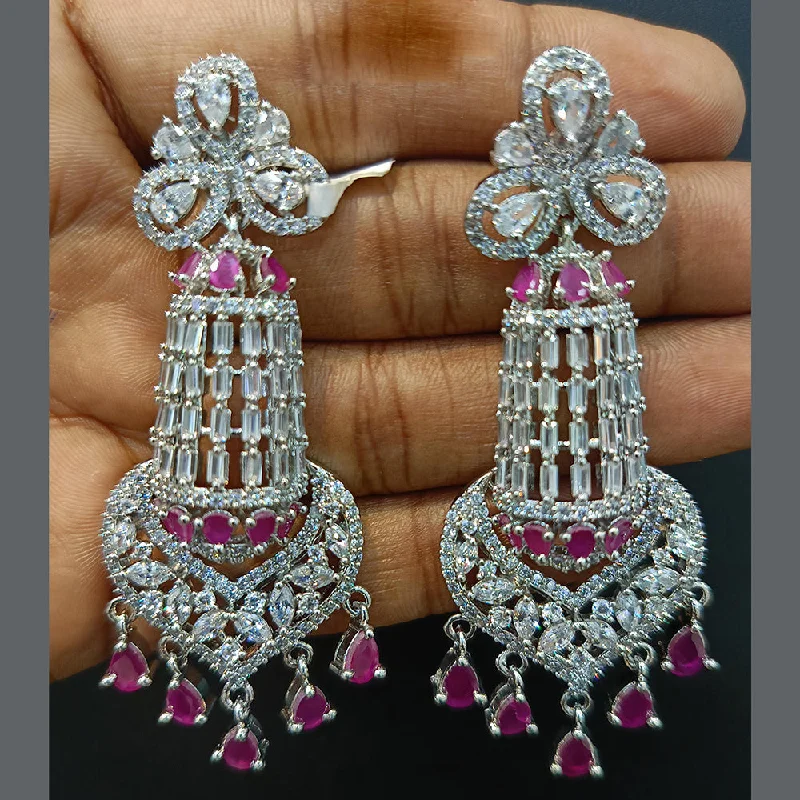 women’s boho earrings-Jain Jewellers Silver Plated AD Dangler Earrings