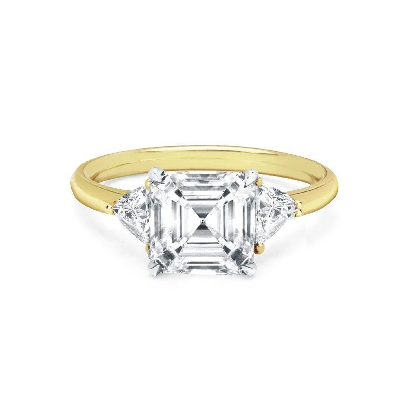 women’s classic rings-Asscher Cut Diamond Setting with Side Trillion Diamonds