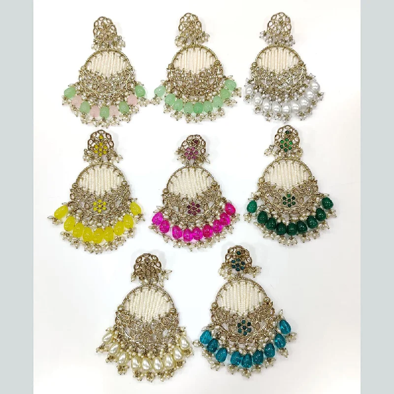 women’s ear cuffs-Manisha Jewellery Gold Plated Crystal Stone And Pearls Dangler Earrings