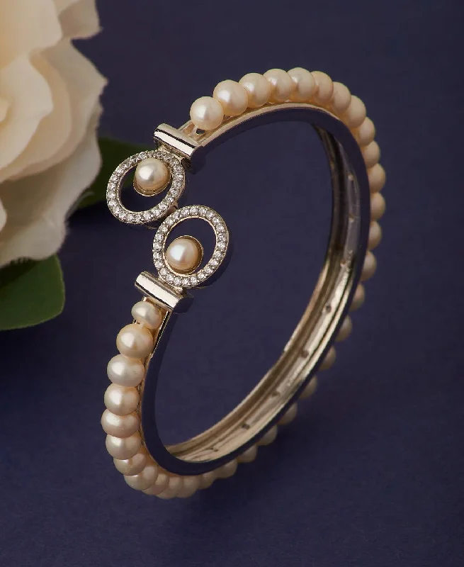 women’s wedding bangles-Delightful Real Pearl Bangle