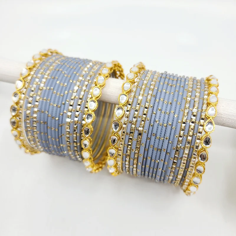 women’s exclusive bangles-Pardeep Grey Bangle Set