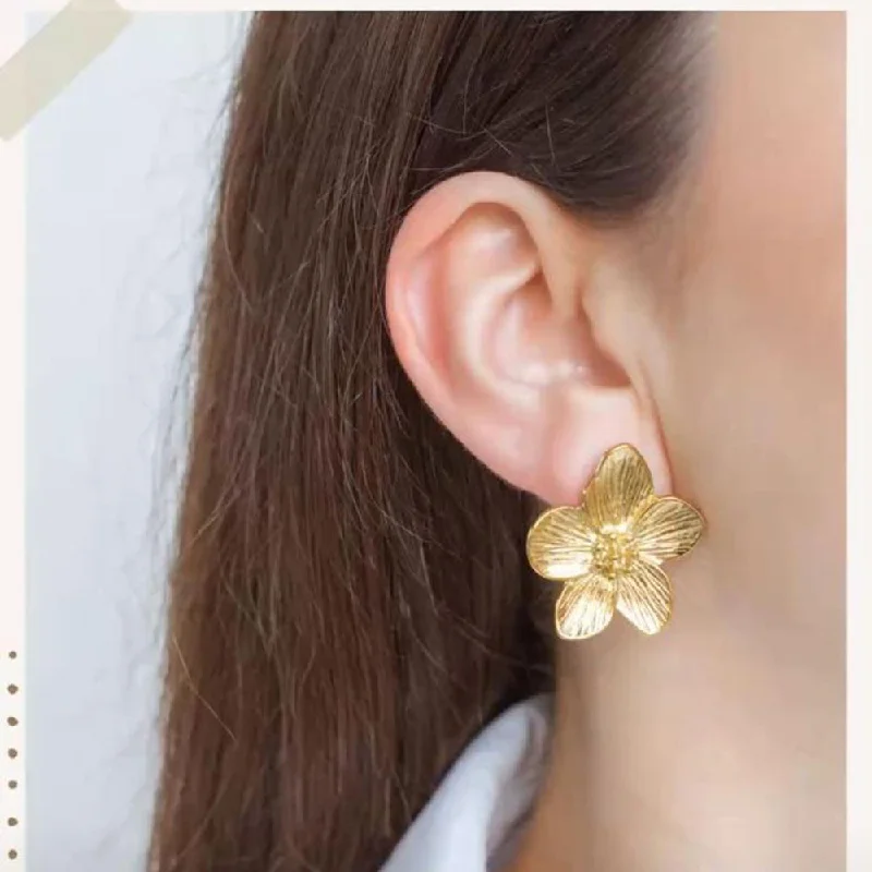 women’s gemstone drop earrings-Manath Jewels Gold Plated Matte Finish Korean Style Stud Earrings