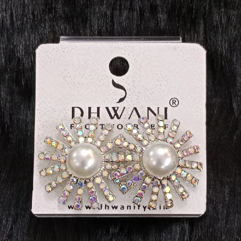 women’s long dangling earrings-Dhwani Silver Plated Austrian Stone Studs Earrings