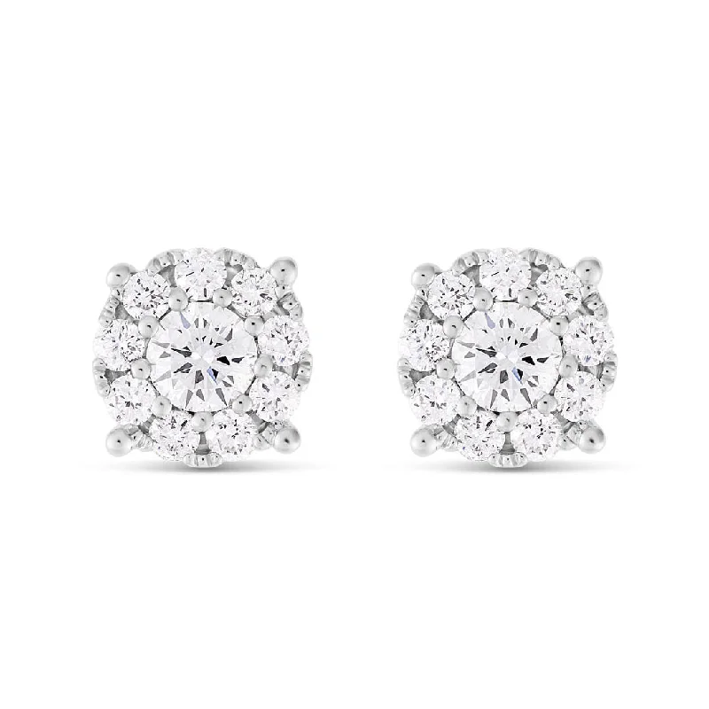 women’s bold earrings-18k 0.20ct carat Cluster Diamond Stud Earrings