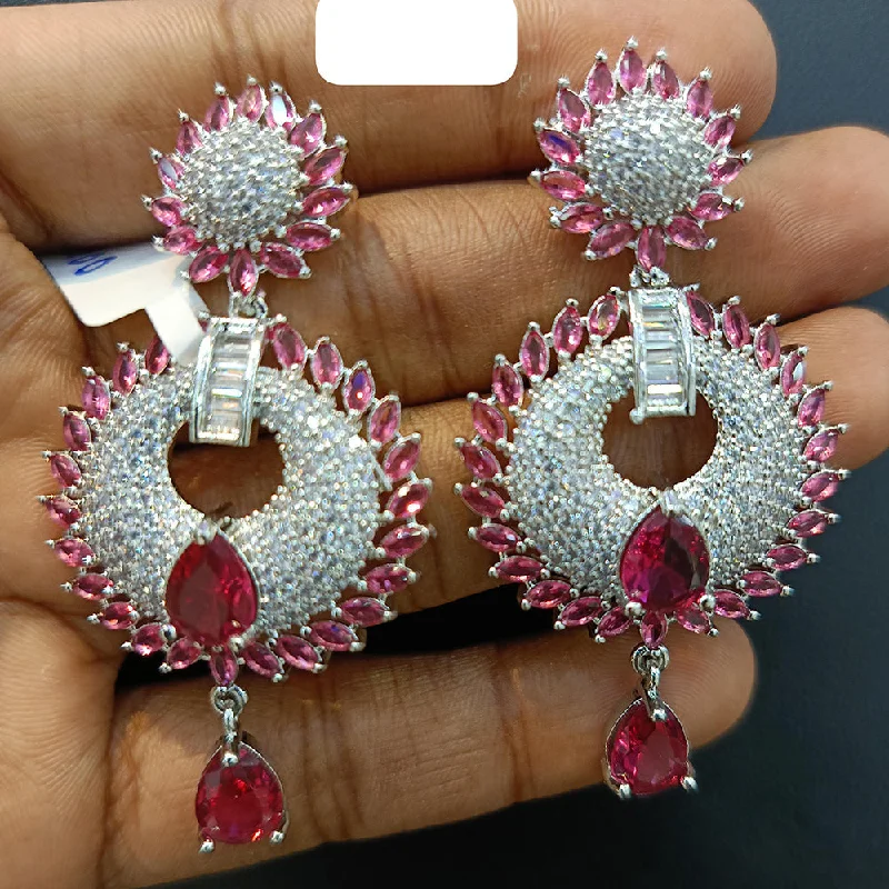 women’s chandelier earrings with gemstones-Jain Jewellers Silver Plated AD Dangler Earrings