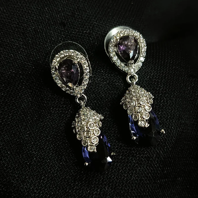 women’s amethyst earrings-Manisha Jewellery Silver Plated AD Dangler Earrings