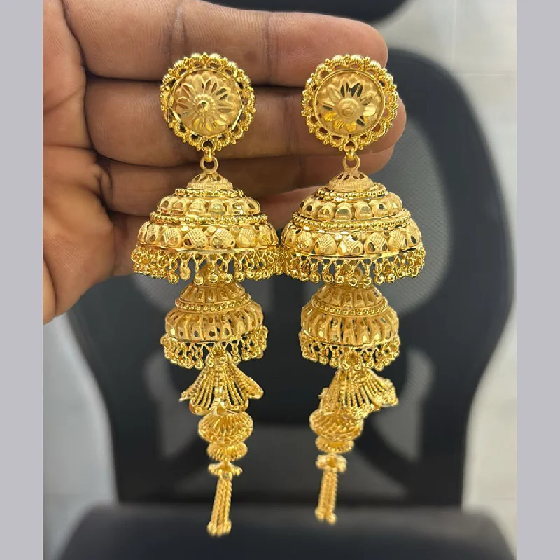 women’s star earrings-Pari Art Jewellery Gold Forming Jhumki Earrings