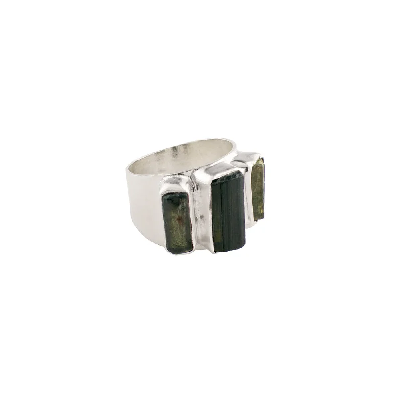 women’s stackable rings-Green Tourmaline Iceberg Ring