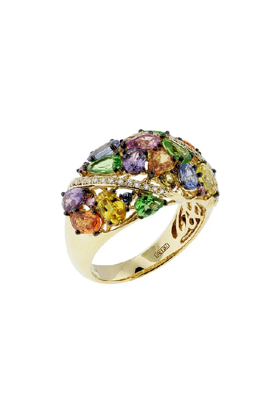 women’s vintage-inspired engagement rings-Watercolors Multi Gemstone & Diamond Ring, 3.74 TCW