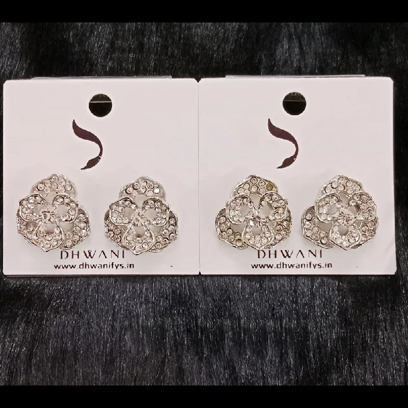 women’s clip-on earrings-Dhwani Silver Plated Austrian Stone Studs Earrings