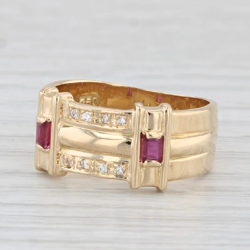 women’s elegant engagement rings-Sonia Rykiel 0.24ctw Ruby Diamond Ring 18k Yellow Gold Size 7.25 Wide Band