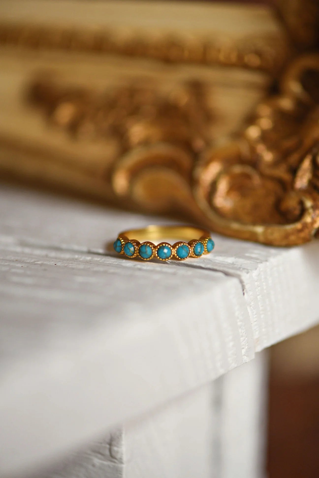 women’s matching bracelets-Tatum James Designs Mini Stones Ring - Turquoise