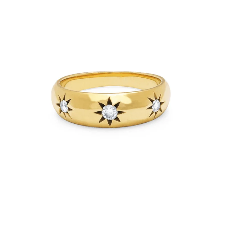 women’s solitaire rings-Star Set Rounded Ring | Ready to Ship