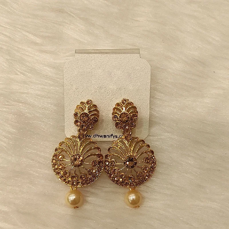 women’s boho earrings-Dhwani Gold Plated Austrian Stone Dangler Earrings