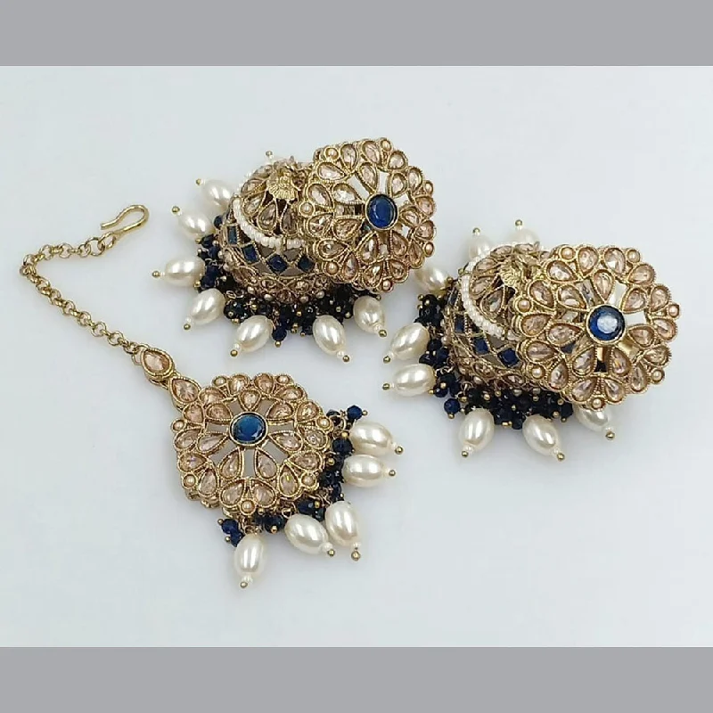 women’s silver drop earrings-SNERA Gold Plated Crystal Stone Jhumki Earrings With Mangtikka