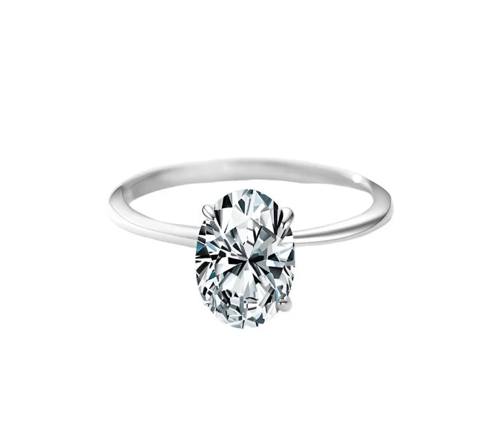 women’s stylish solitaire engagement rings-Oval Diamond Ring | S925