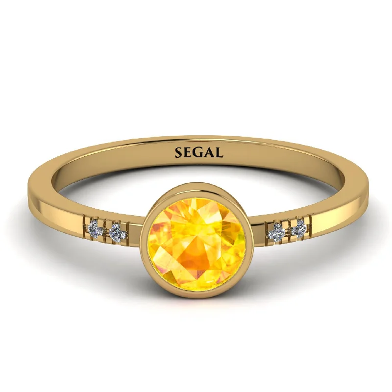 women’s cushion-shaped engagement rings-Bezel Minimalist Yellow Diamond Ring - Kinsley No. 1001