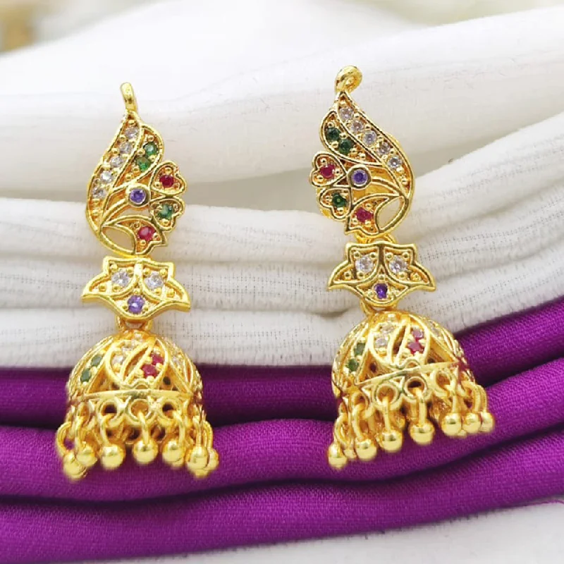 women’s silver earrings-Fancyla Gold Plated Austrian Stone Jhumki Earrings