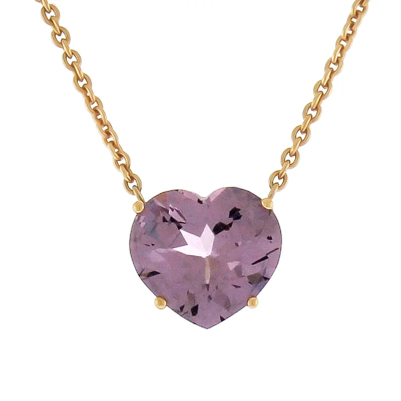 women’s bridal necklaces-Heart Shaped Purple Spinel Pendant Necklace