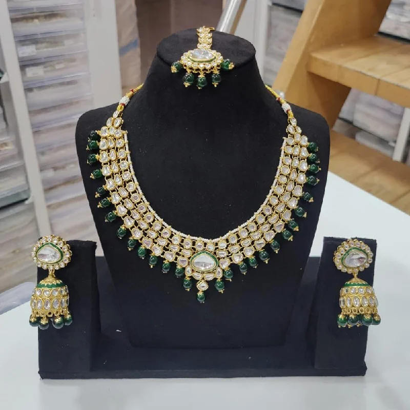 women’s crystal charm necklaces-Manisha Jewellery Gold Plated Kundan Stone And Pearl Necklace Set