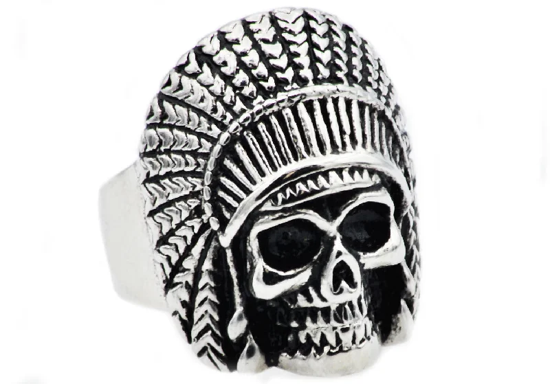 women’s wedding rings-Mens Stainless Steel Skull Ring