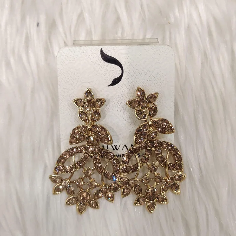 women’s chandalier earrings-Dhwani Gold Plated Austrian Stone Dangler Earrings