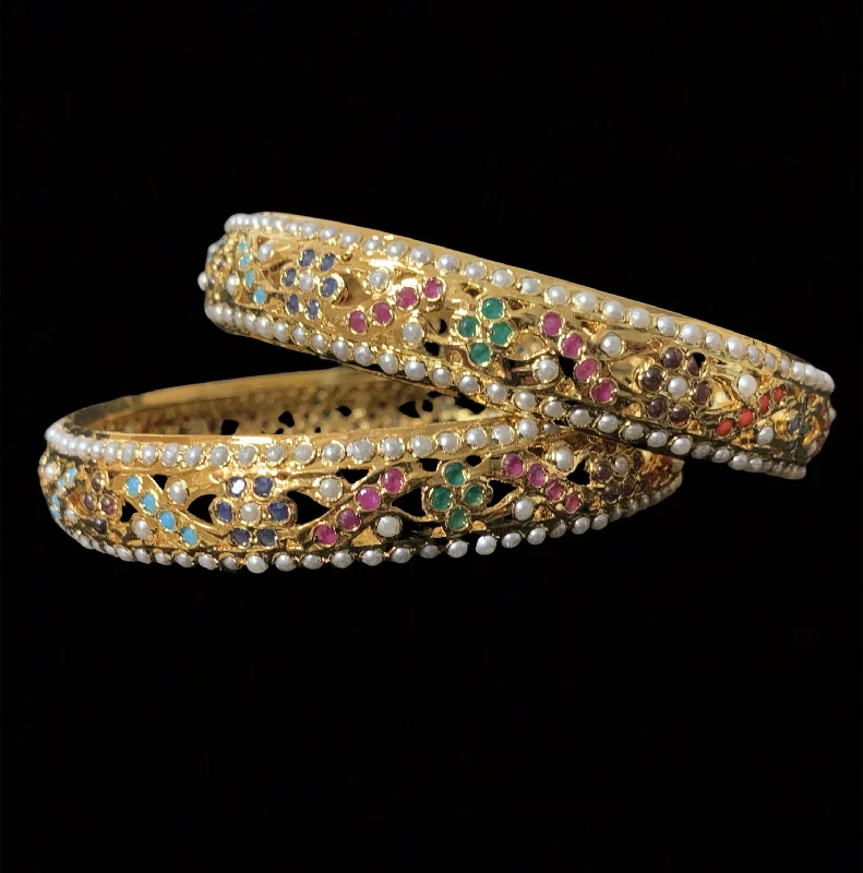 women’s fashion bracelets-B140 Leela navratan bangles  ( READY TO SHIP )