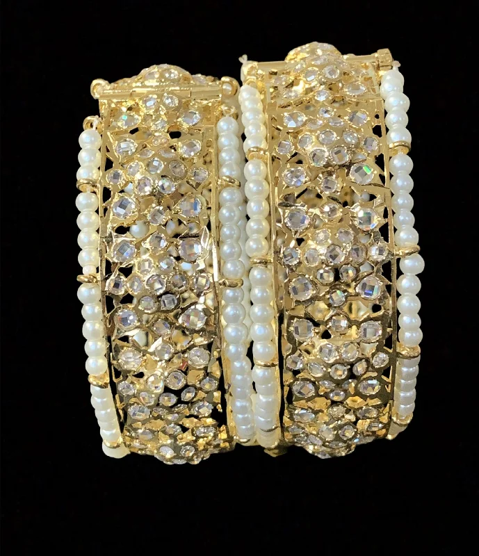 women’s diamond bangles-B134 Azmah pearl  bangles ( SHIPS IN 4 WEEKS )