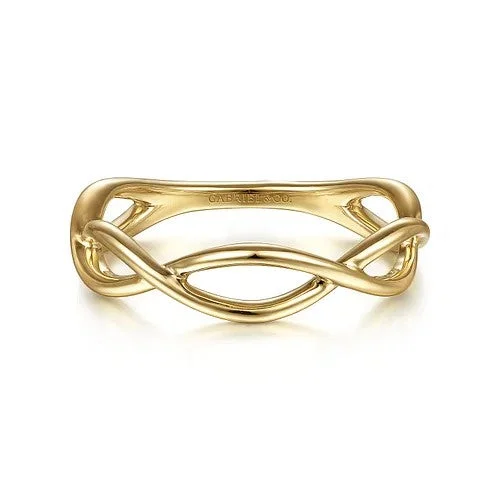 women’s antique rings-14K Yellow Gold Plain Twisted Stackable Ring