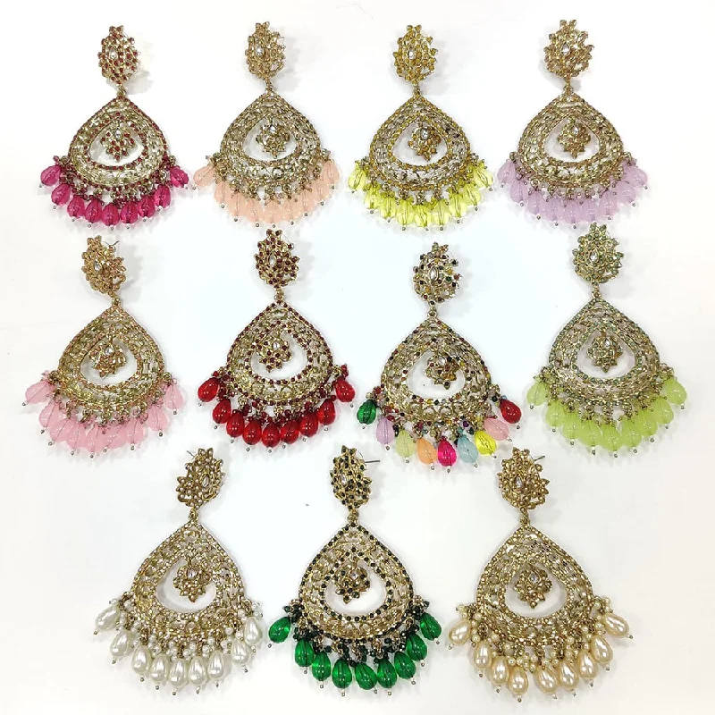 women’s bridal earrings-Manisha Jewellery Gold Plated Kundan Stone And Pearls Dangler Earrings