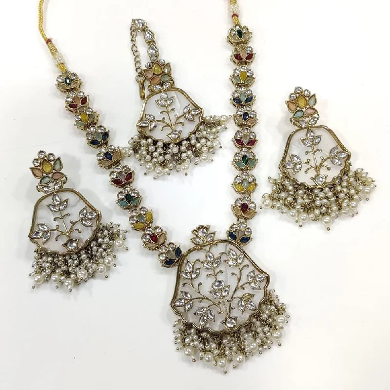 women’s designer necklaces-Kavita Art Gold Plated Kundan Stone Necklace Set