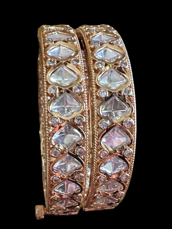 women’s luxurious bangles-Rose gold plated  polki bangles ( READY TO SHIP )