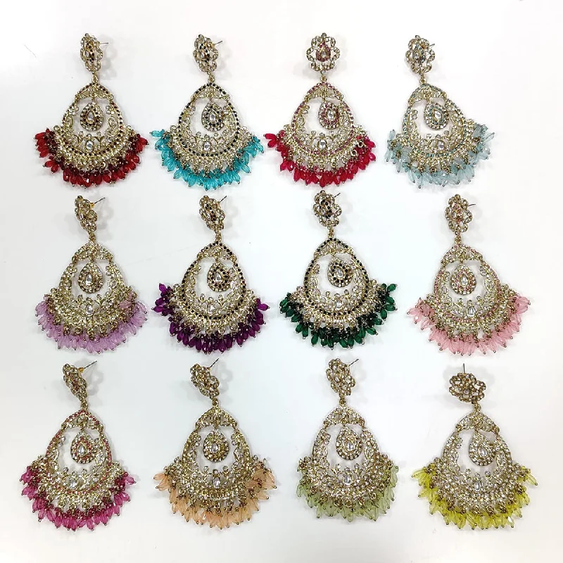 women’s crystal earrings-Manisha Jewellery Gold Plated Kundan Stone And Pearls Dangler Earrings