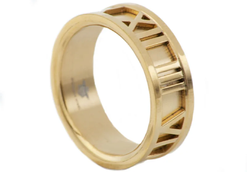 women’s star rings-Mens Gold Stainless Steel Band