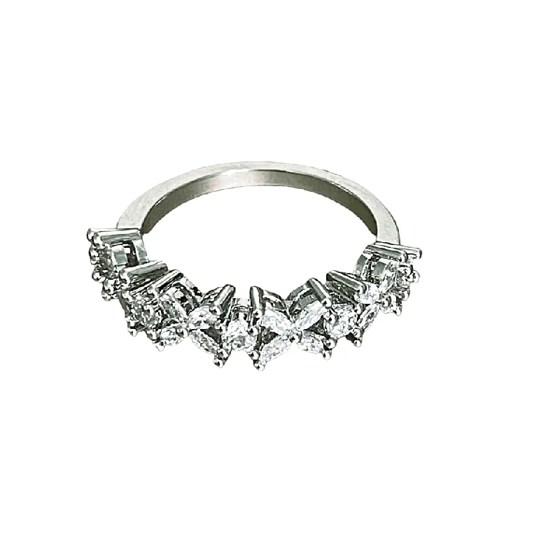 women’s large rings-XO Ring with Round and Marquise Cut Cubic Zirconia