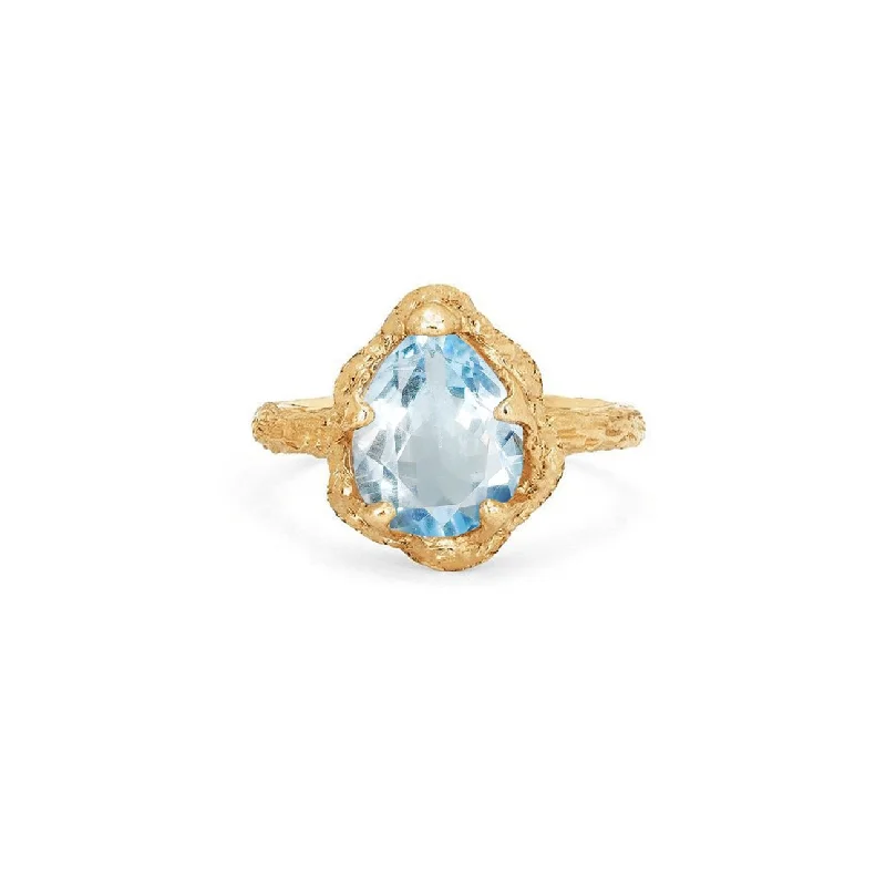 women’s vintage rings-Baby Queen Water Drop Aquamarine Solitaire Ring