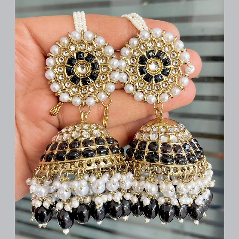 women’s hoop earrings-SNERA Gold Plated Pota Stone And Pearl Jhumki Earrings