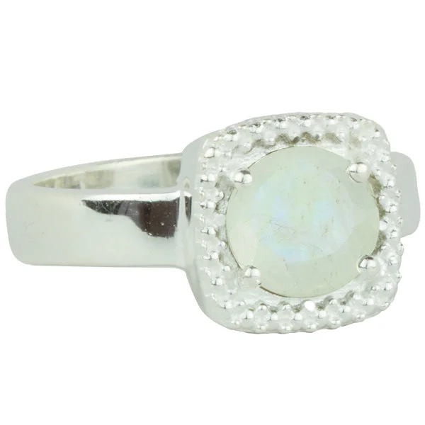 women’s aquamarine rings-Let it Glow Ring in Silver and Moonstone