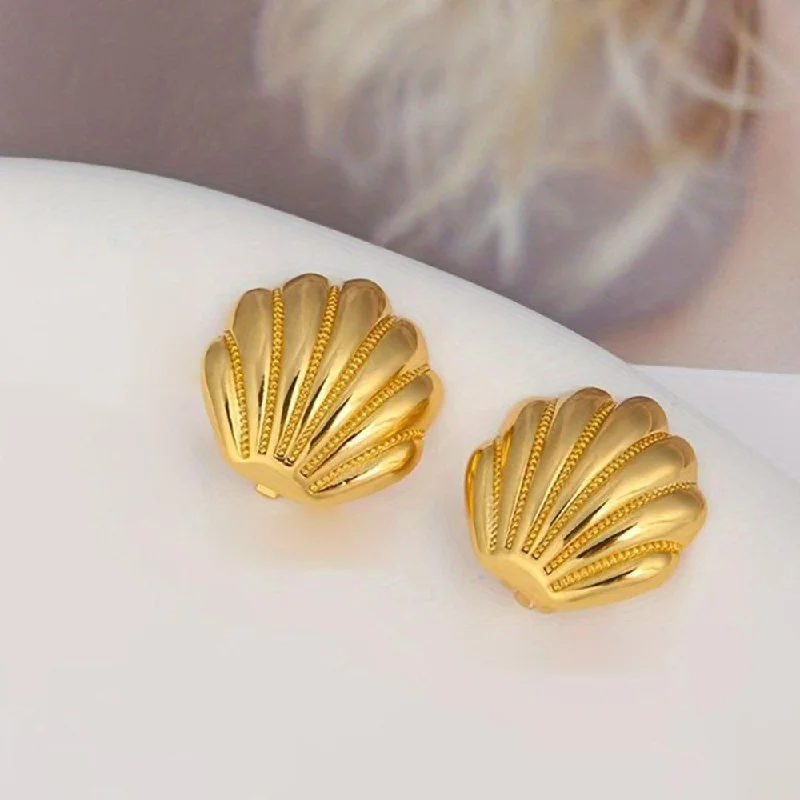 women’s ethnic earrings-Manath Jewels Gold Plated Matte Finish Korean Style Stud Earrings