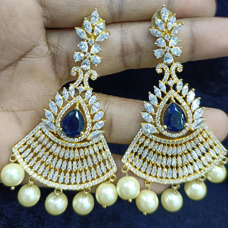 women’s double hoop earrings-Jain Jewellers Gold Plated Ad Stone Dangler Earrings