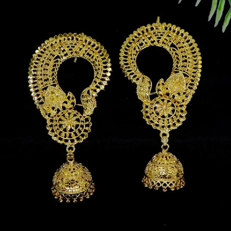 women’s drop earrings with pearls-Mahavir Gold Plated Earcuff Jhumki Earrings