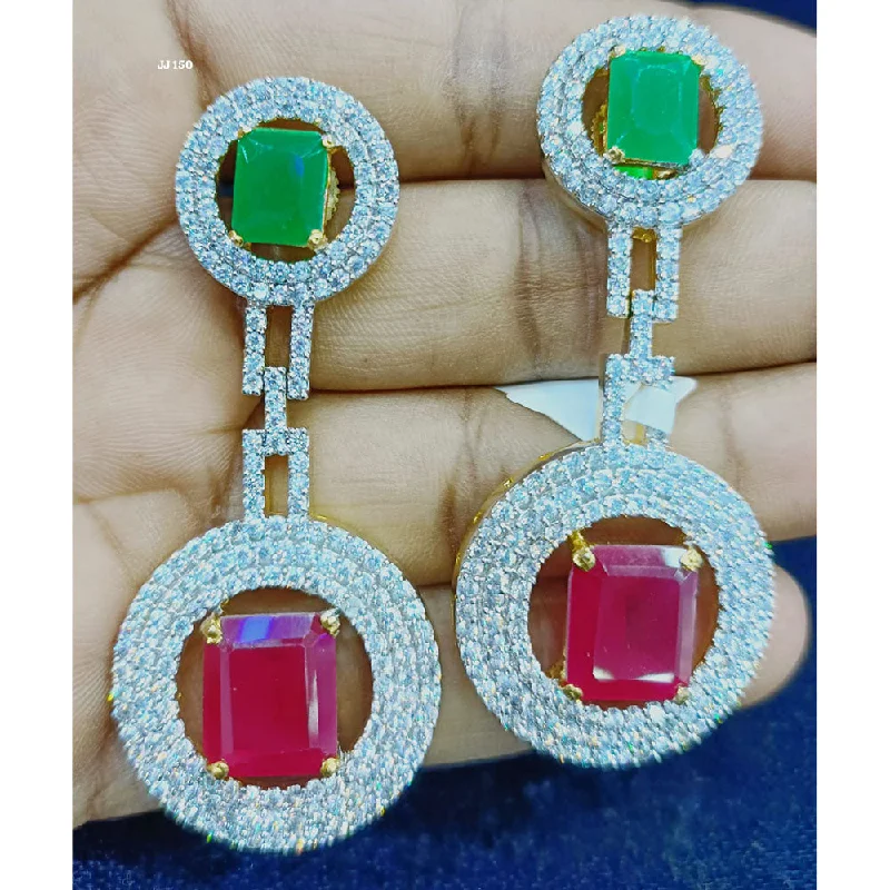 women’s gemstone drop earrings-Jain Jewellers Gold Plated Ad Stone Dangler Earrings