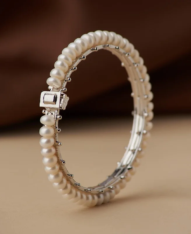 women’s bangles-Classy Real Pearl Bangle