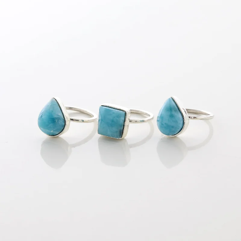 women’s modern rings-Larimar Ring Trio Tara