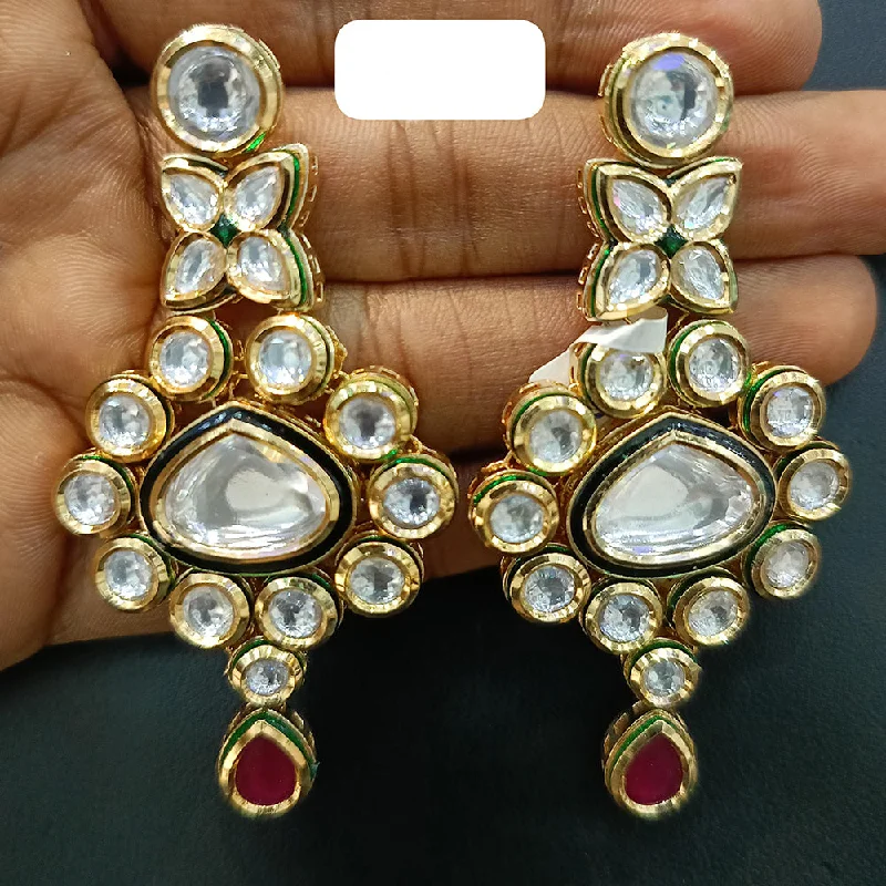 women’s large earrings-Jain Jewellers Gold Plated Polki Kundan Dangler Earrings