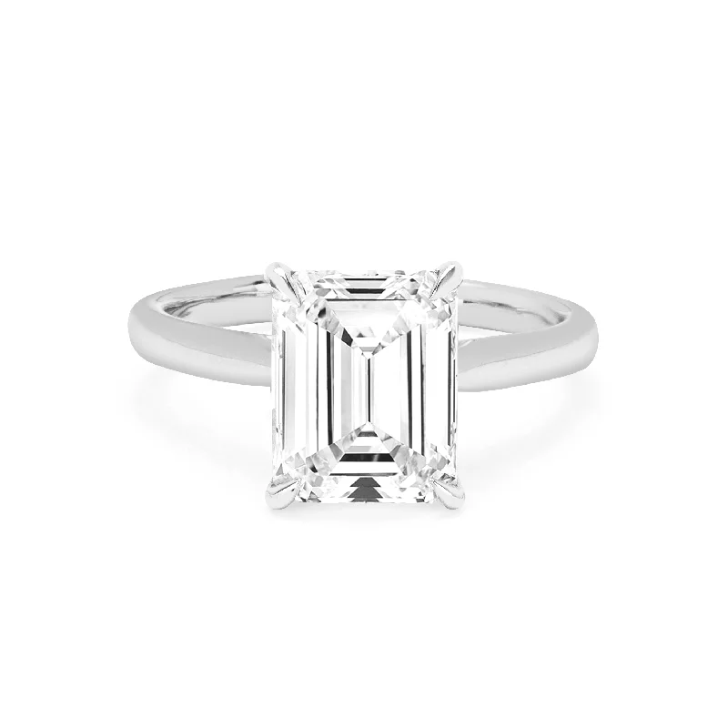 women’s stackable gemstone rings-Eternal Emerald Cut Diamond Setting