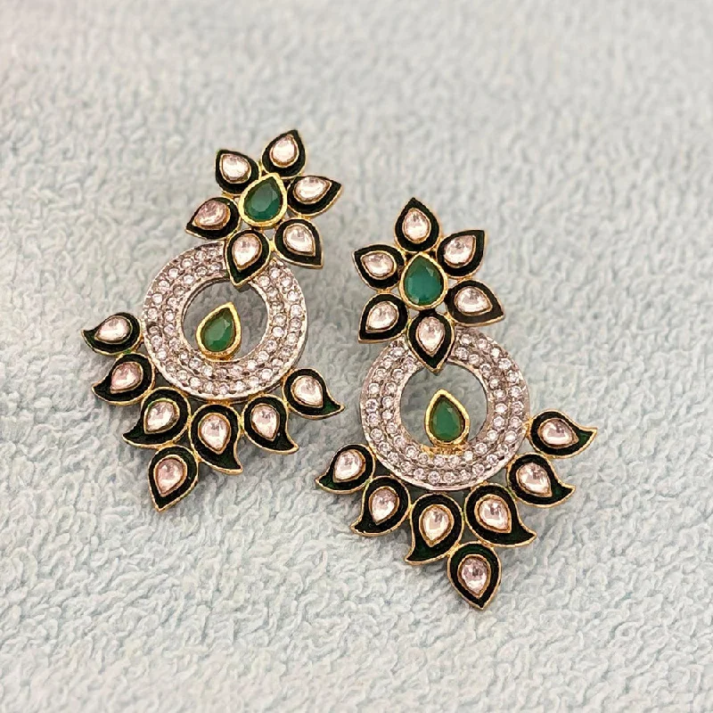 women’s gold stud earrings-Jewel Addiction Gold Plated Kundan Stone Dangler Earrings