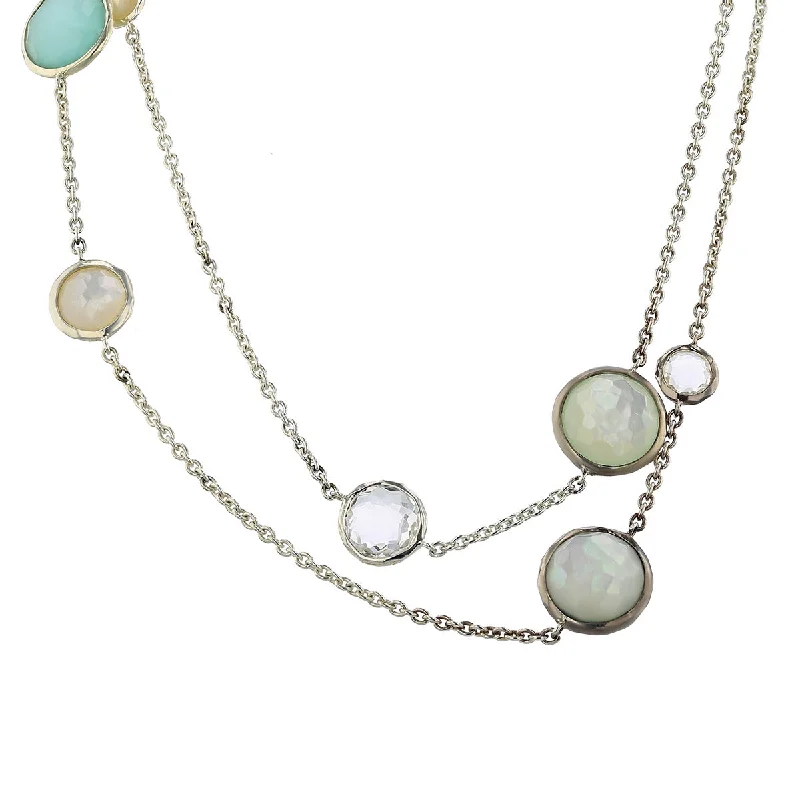 women’s retro necklaces-Ippolito Round Stone Circle Stations Necklace