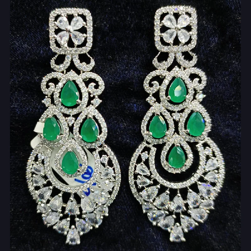 women’s gold-plated earrings-Jain Jewellers Silver Plated AD Dangler Earrings